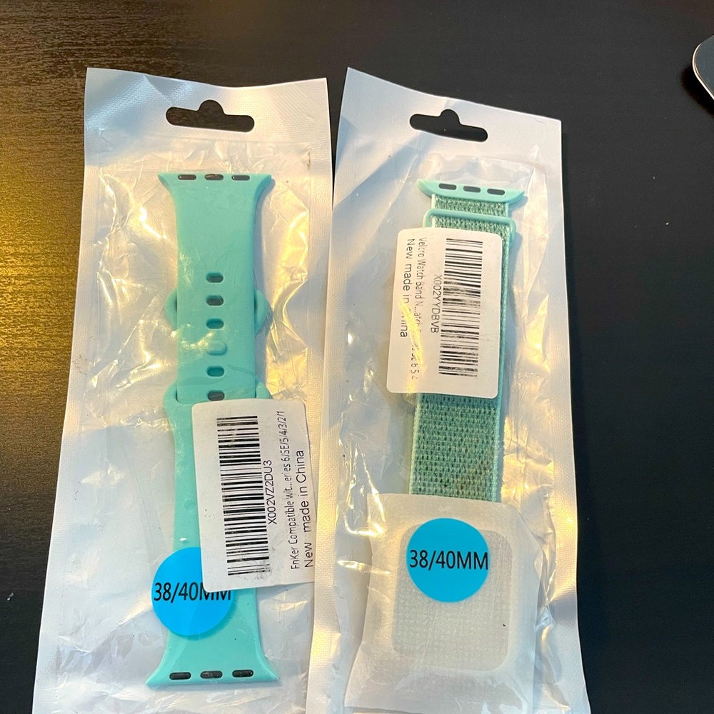 2 PACK OF TEAL APPLE WATCH BANDS- sizes 38-40mm- BRAND NEW!!